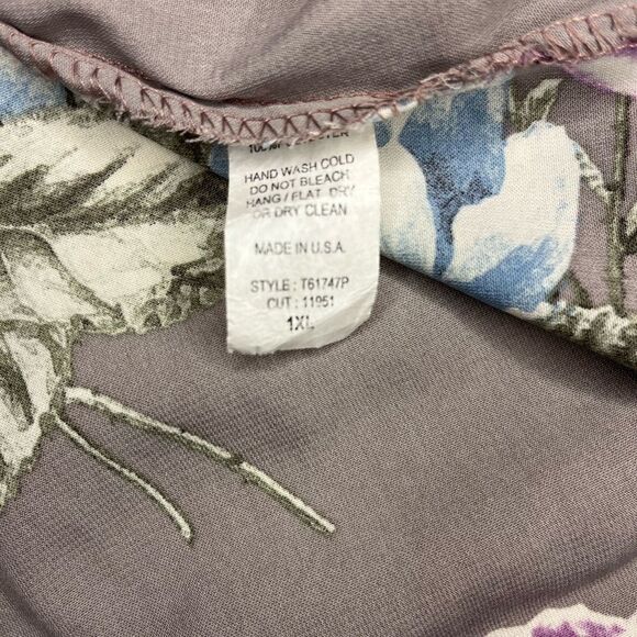Oddy lavender grey 3/4 floral front tie blouse sz 1XL - Picture 4 of 6